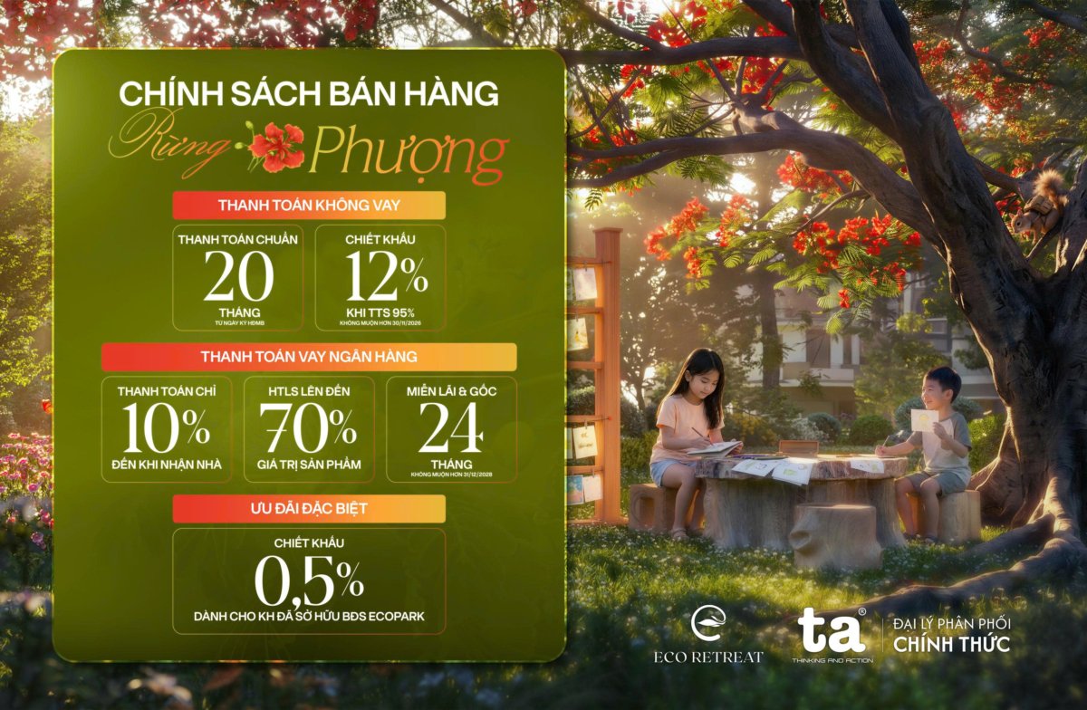Ecopark ra mắt Rừng Phượng, đáp ứng nhu cầu của nhiều gia đình có con nhỏ trong độ tuổi đến trường 11 Chinh sach ban hang